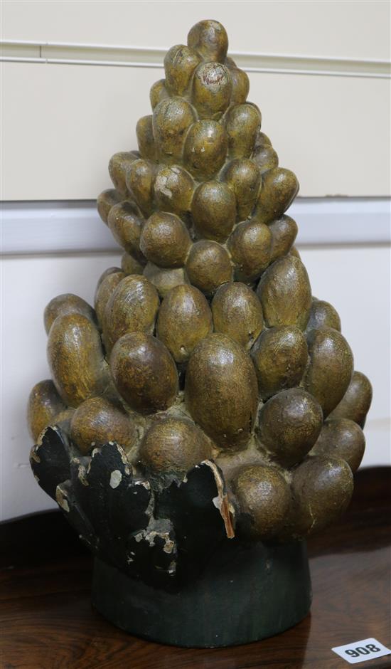 A wooden finial W.22cm approx.